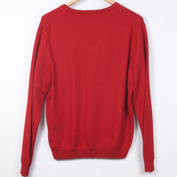 Brooks Brothers Men's V-neck Sweater L Red Merino Wool Nylon Spandex - Picture 3 of 6